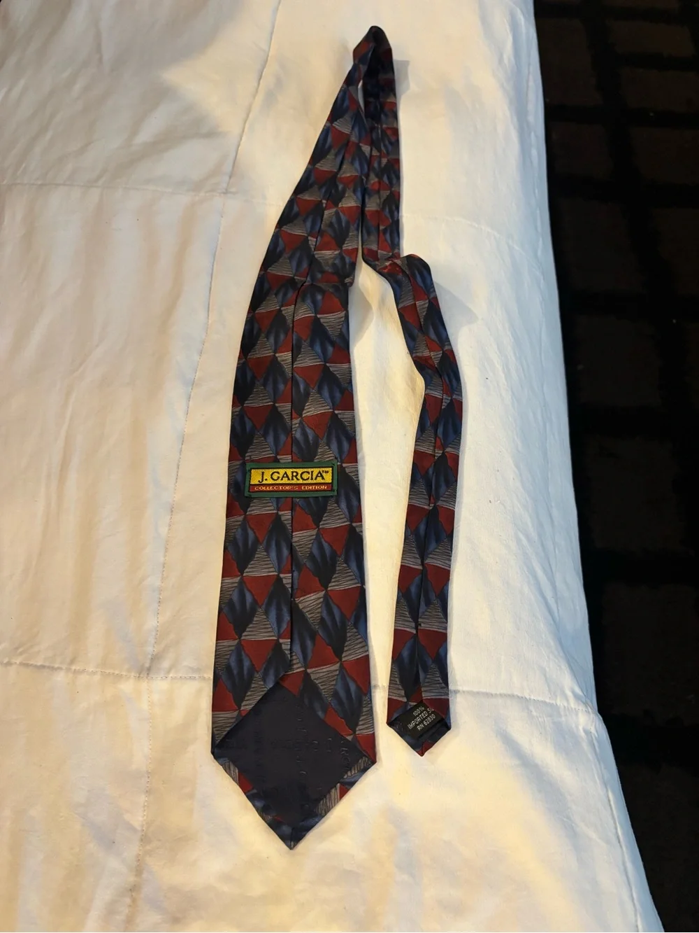 Jerry Garcia Men's Geometric Pattern Red and Navy Tie (based off his og artwork)